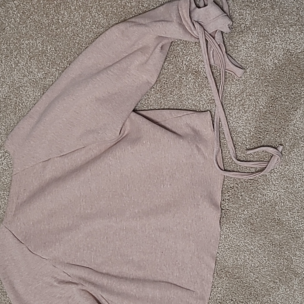 ALO YOGA Tribe Long Sleeve Raw Hem Pullover Sweater Sweatshirt Tie Cuff Small